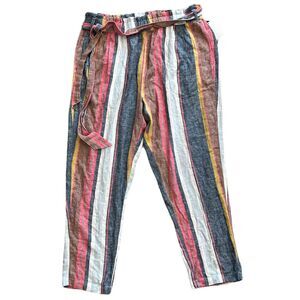 Caslon Linen Rayon Multi Caroline Stripe Pants L